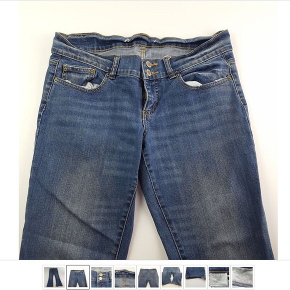 Bluenotes Denim Jeans Blue Distressed Women 30|30 Low Rise bootCut Skinny Flare - Picture 2 of 9